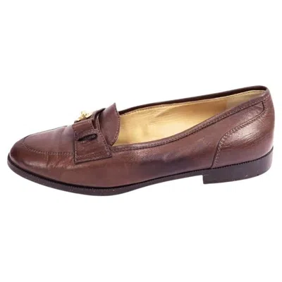Pre-owned Chanel Brown Leather Loafers - Eu 38