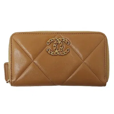 Pre-owned Chanel Brown Leather Long Bill Wallet (bi-fold) ()