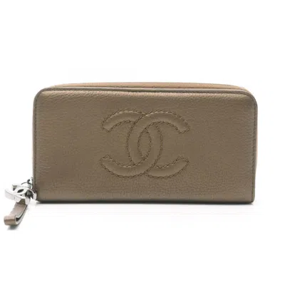 Pre-owned Chanel Brown Leather Long Wallet (bi-fold) ()
