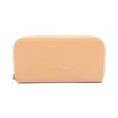 Pre-owned Chanel Brown Leather Long Wallet (bi-fold) ()
