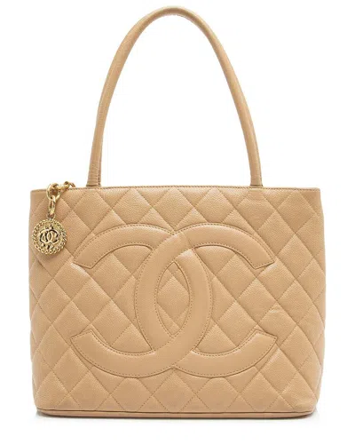 Pre-owned Chanel Brown Leather Medallion Tote (authentic Pre-loved)