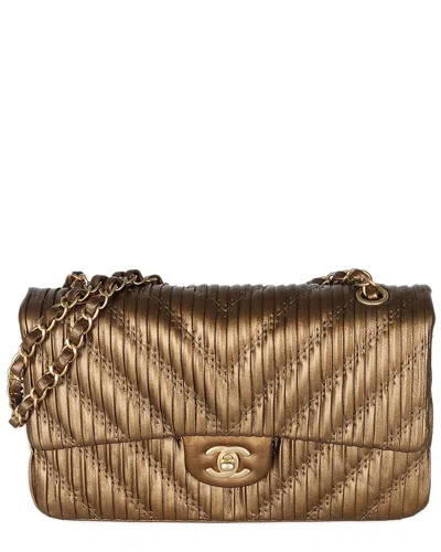 Pre-owned Chanel Brown Leather Medium Classic Double Flap Bag (authentic Pre-loved)