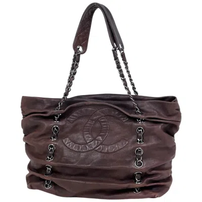 Pre-owned Chanel Brown Leather Shoulder Bag Tote Bag ()