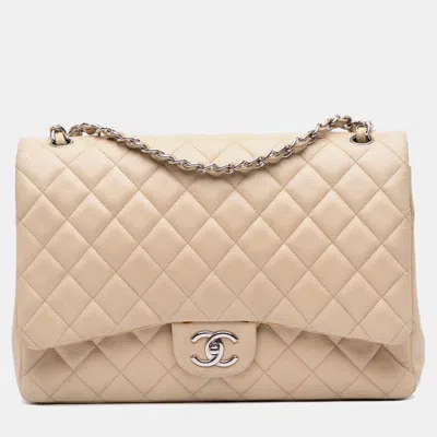 Pre-owned Chanel Brown Maxi Classic Caviar Double Flap