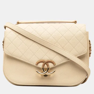 Pre-owned Chanel Brown Medium Caviar Paris Cuba Thread Around Flap