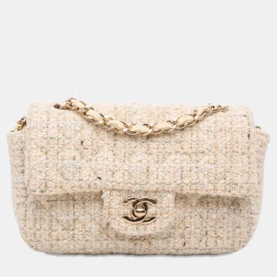 Pre-owned Chanel Brown Mini Rectangular Classic Tweed Single Flap