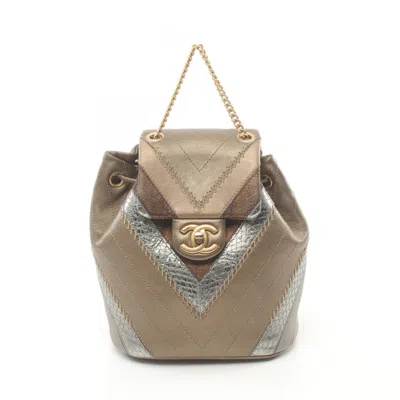 Pre-owned Chanel Brown Multi-color Leather Backpack () In Brown, Multi-color