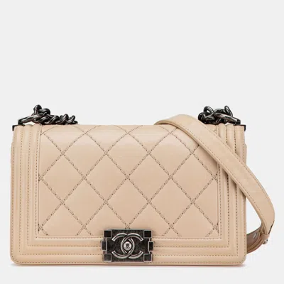 Pre-owned Chanel Brown Old Medium Aged Calfskin Double Stitch Boy Flap