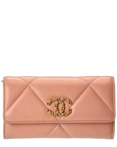Chanel Brown Quilted Lambskin Leather Flap Wallet (authentic Pre-loved) In Neutral