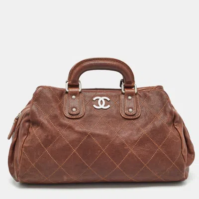 Pre-owned Chanel Brown Quilted Leather Outdoor Ligne Doctor Bag