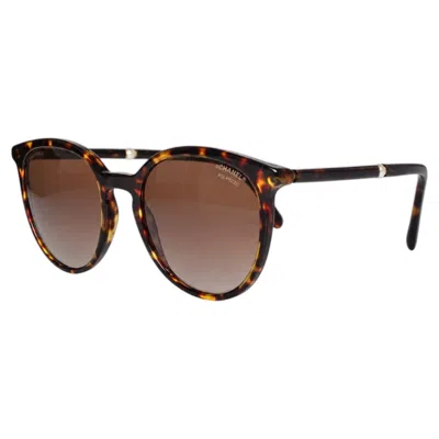 Pre-owned Chanel , Brown Round Tortoise Sunglasses With Pearl
