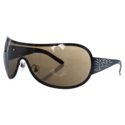 Pre-owned Chanel , Brown Shield Sunglasses With Rhinestones