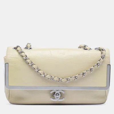 Pre-owned Chanel Brown Small Distressed Patent Frame Single Flap