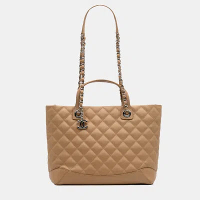 Pre-owned Chanel Brown Small Quilted Calfskin Easy Shopping Tote