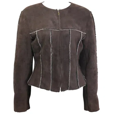 Pre-owned Chanel Brown Suede Sheepskin Fur Lining Jacket