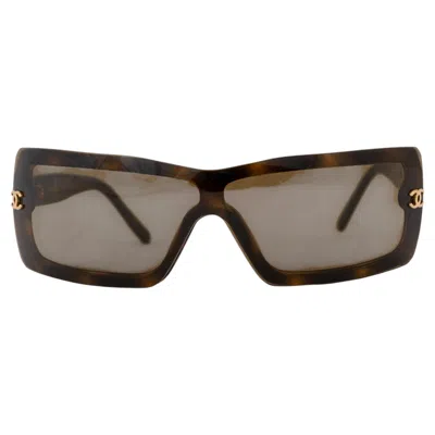 Pre-owned Chanel Brown Tortoise Shield Sunglasses 5067