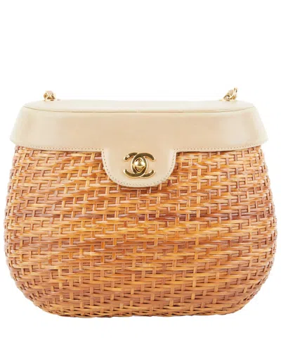 Pre-owned Chanel Brown Wood Picnic Crossbody (authentic )