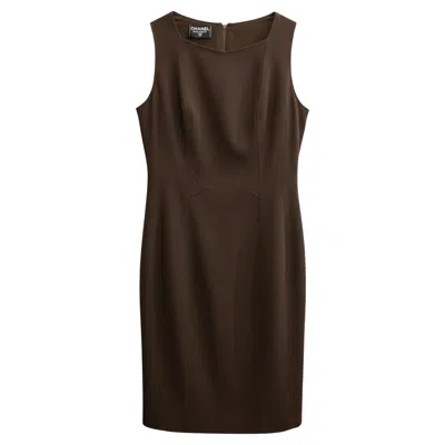 Pre-owned Chanel Brown Wool Sleeveless Dress