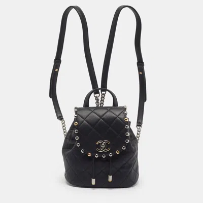 Pre-owned Chanel Bubble Mini Black Quilted Leather Backpack