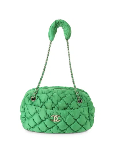 Chanel Bubble Quilted Shoulder Bag In Green