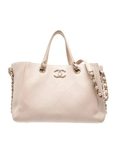 Pre-owned Chanel Bullskin Shopping Tote In Neutrals