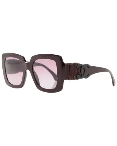 Pre-owned Chanel Burgundy 58.42mm Acetate Calfskin Square Sunglasses 5474-q (authentic  Pre-loved)