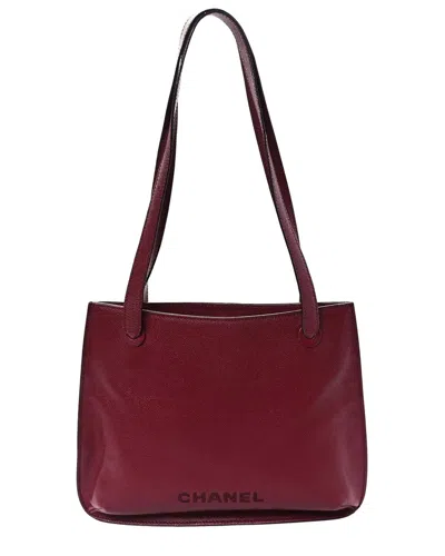 Pre-owned Chanel Burgundy Caviar Leather Shoulder Bag (authentic Pre-loved)