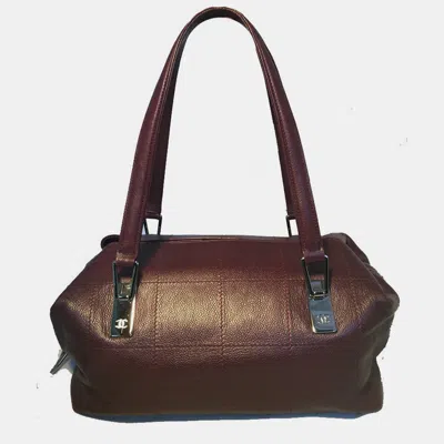 Pre-owned Chanel Burgundy Caviar Leather Square Quilted Shoulder Bag Tote