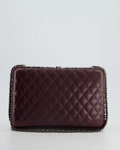 Pre-owned Chanel Burgundy Clutch On Chain Bag With Chain Details And Gunmetal Hardware In Red