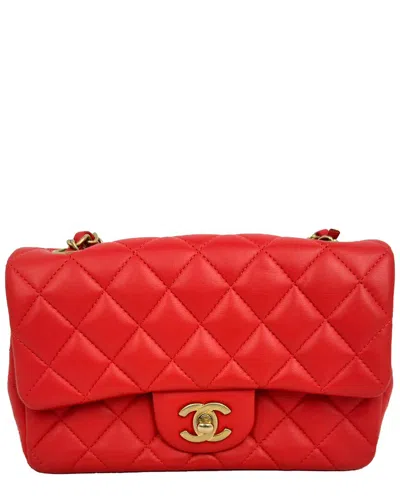 Chanel Burgundy Leather Mini Classic Single Flap Crossbody (authentic Pre-  Loved) In Red