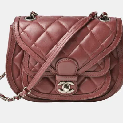 Pre-owned Chanel Burgundy Leather Paris-salzburg Quilted Saddle Bag In Brown