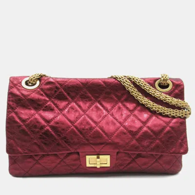 Pre-owned Chanel Burgundy Metallic Quilted Leather Reissue 2.55 Classic 227 Flap Bag