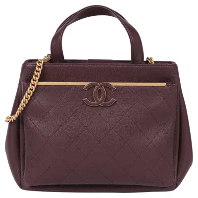 Pre-owned Chanel Burgundy Quilted Caviar Leather Framed Business Affinity Shoulder Tote In Red