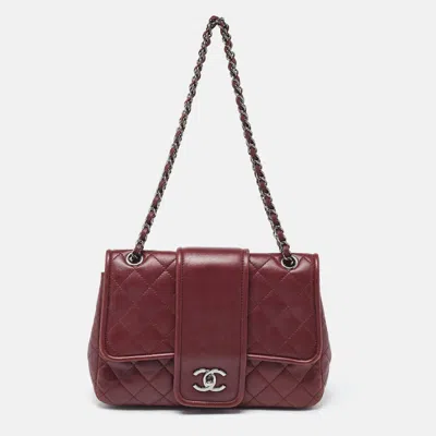 Pre-owned Chanel Burgundy Quilted Leather Elementary Chic Flap Bag