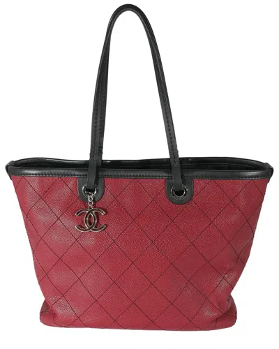 Pre-owned Chanel Burgundy Quilted Leather Fever Tote (authentic Pre-loved)