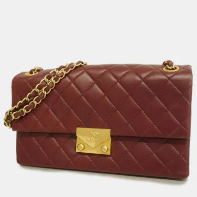 Pre-owned Chanel Burgundy Quilted Leather Flap Shoulder Bag