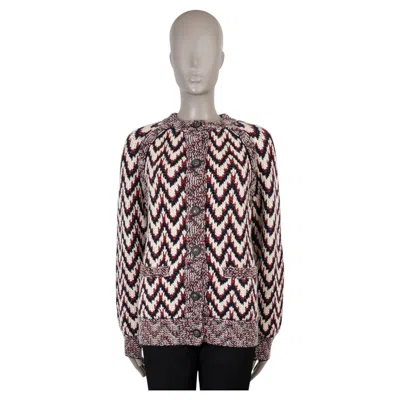 Pre-owned Chanel Burgundy White Alpaca 14a Dallas Zigzag Knit Jacket 40 M