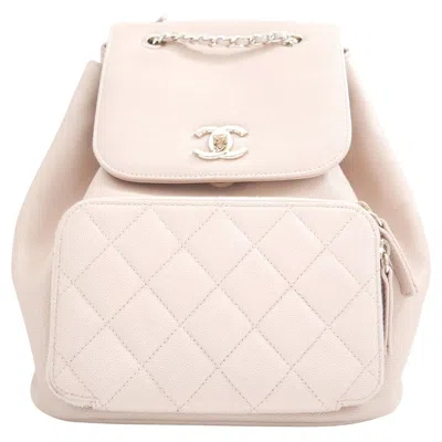 Pre-owned Chanel Business Affinity Backpack Beige Caviar Leather In Brown