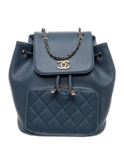 Pre-owned Chanel Business Affinity Backpack In Blue
