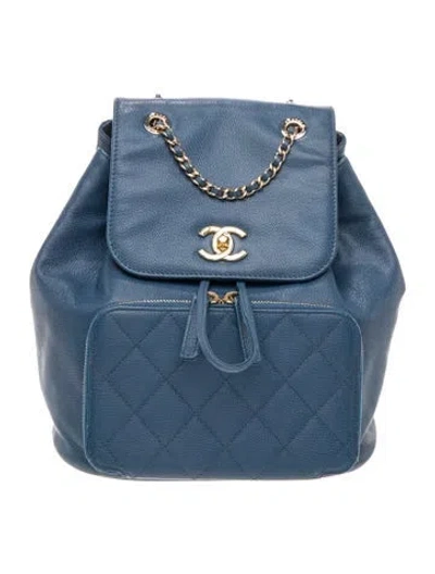 Pre-owned Chanel Business Affinity Backpack In Blue