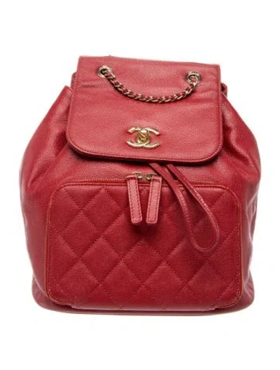 Pre-owned Chanel Business Affinity Backpack In Red