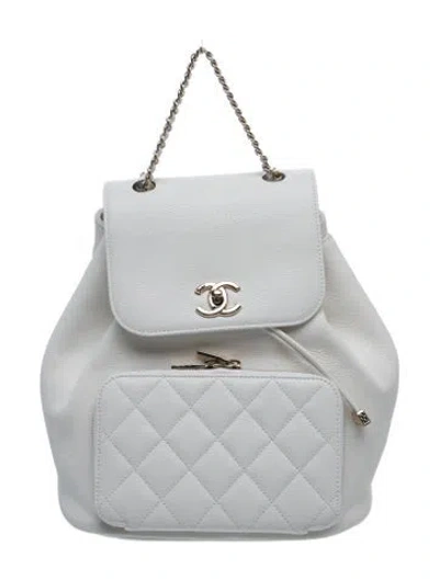 Pre-owned Chanel Business Affinity Backpack In White
