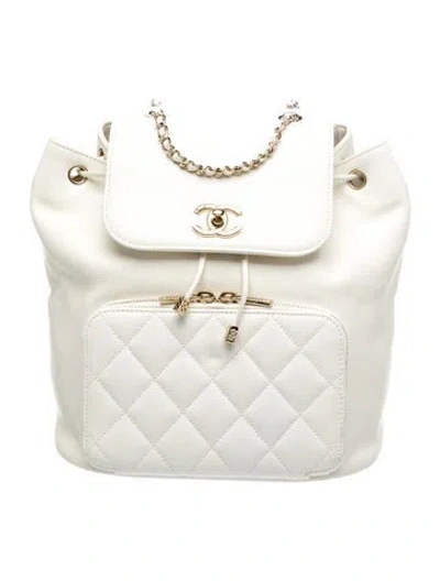 Pre-owned Chanel Business Affinity Backpack In White