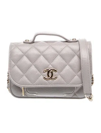 Pre-owned Chanel Business Affinity Clutch W/ Chain In Grey