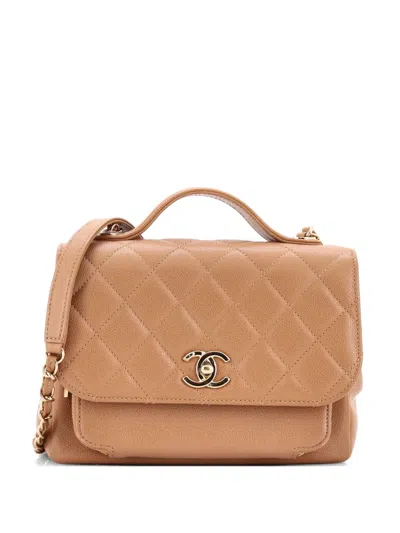 Pre-owned Chanel Business Affinity Flap Bag Quilted Caviar Small Shoulder Bag In Brown