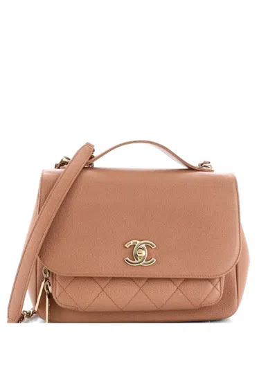 Pre-owned Chanel Business Affinity Flap Bag Quilted Caviar Small Shoulder Bag In Brown