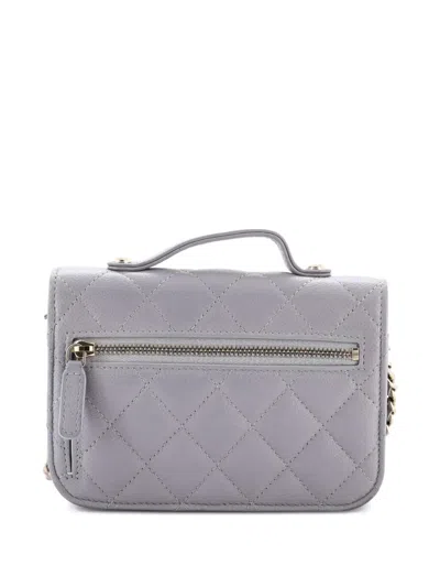 Pre-owned Chanel Business Affinity Flap Clutch With Chain Quilted Caviar Crossbody Bag In Gray