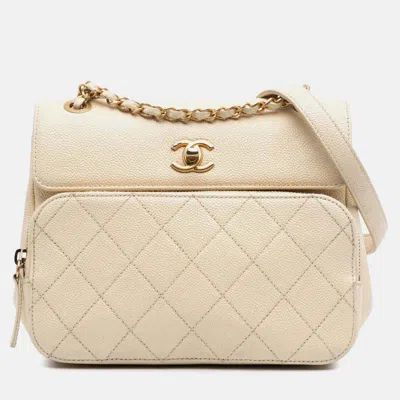 Pre-owned Chanel Business Affinity Messenger Flap Brown Caviar Leather Crossbody Bag