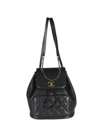 Pre-owned Chanel Business Affinity Quilted Backpack In Black