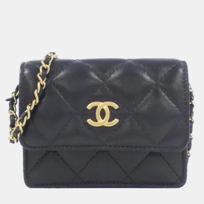 Pre-owned Chanel Business Card Holder/card Case In Black